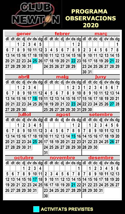 calendari nou newton